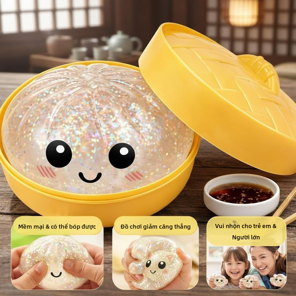 【🇻🇳Có sẵn kho】Lấp Lánh Bánh Bao Đồ Chơi Giảm Căng Thẳng Dễ Thương Hấp Bun Squishy Đồ Chơi Có Hộp Hấp Đồ Chơi Fidget Mềm Cao Cấp Chậm Khả Năng Phục Hồi Căng Thẳng Đồ Chơi Bóp Cảm Giác