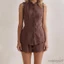 MAPLEPOET-Bộ trang phục 2 món thông thường dành cho nữ không tay Ruffle Trim Tank Tops + Quần short