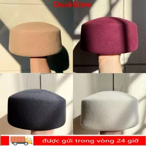 Mũ trùm đầu DUSKGLOW, Mũ Fedoras phẳng cứng, Mũ len thời trang 100% quyến rũ Retro Millinery Berets cho bữa tiệc