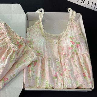 [Luni - Oder] Bộ Đồ Ngủ Nữ Hoa Nhí Monet Garden Có Mút Ngực, Set 2 Dây Mềm Mát Phong Cách Ngọt Ngào Nhiều Size ĐN07