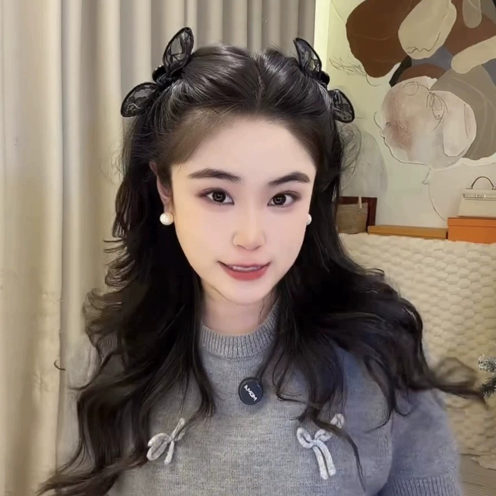 Mới Ren Thỏ Tai Nơ Tóc Nhỏ Vuốt Kẹp Tóc Công Chúa Kẹp Tóc Cho Nổ Bên