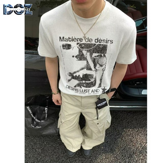 DICHUANGZHE Áo thun in hình cotton nguyên chất cao cấp đường phố cổ điển dành cho nam và nữ