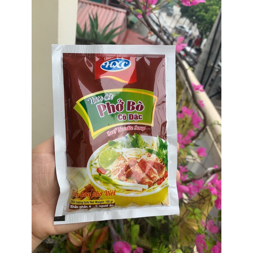 Gói Cốt Phở Bò Cô Đặc HXC 100g tươi ngon, chuẩn vị, an toàn, không cần nêm nếm.