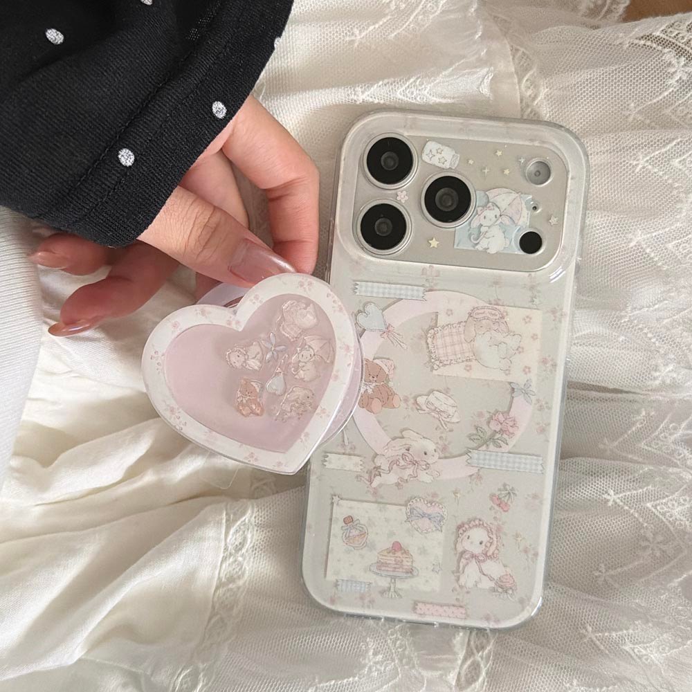 Ốp Lưng Cứng Tương Thích Với iPhone 13 14 14Pro 14ProMax 15 15Pro 15ProMax 16 16Pro 16ProMax 17 17Pro 17ProMax Ốp Nam Châm Họa Tiết Gấu Hoa Hồng Thỏ