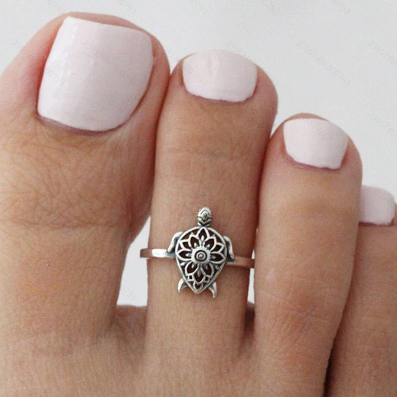 [Mèo con] Rùa Biển Có Thể Điều Chỉnh Mở Chân Nhẫn Dành Cho Nữ Boho Đi Biển Thời Trang Ngón Chân Mặc Trang Sức Phụ Kiện Mới