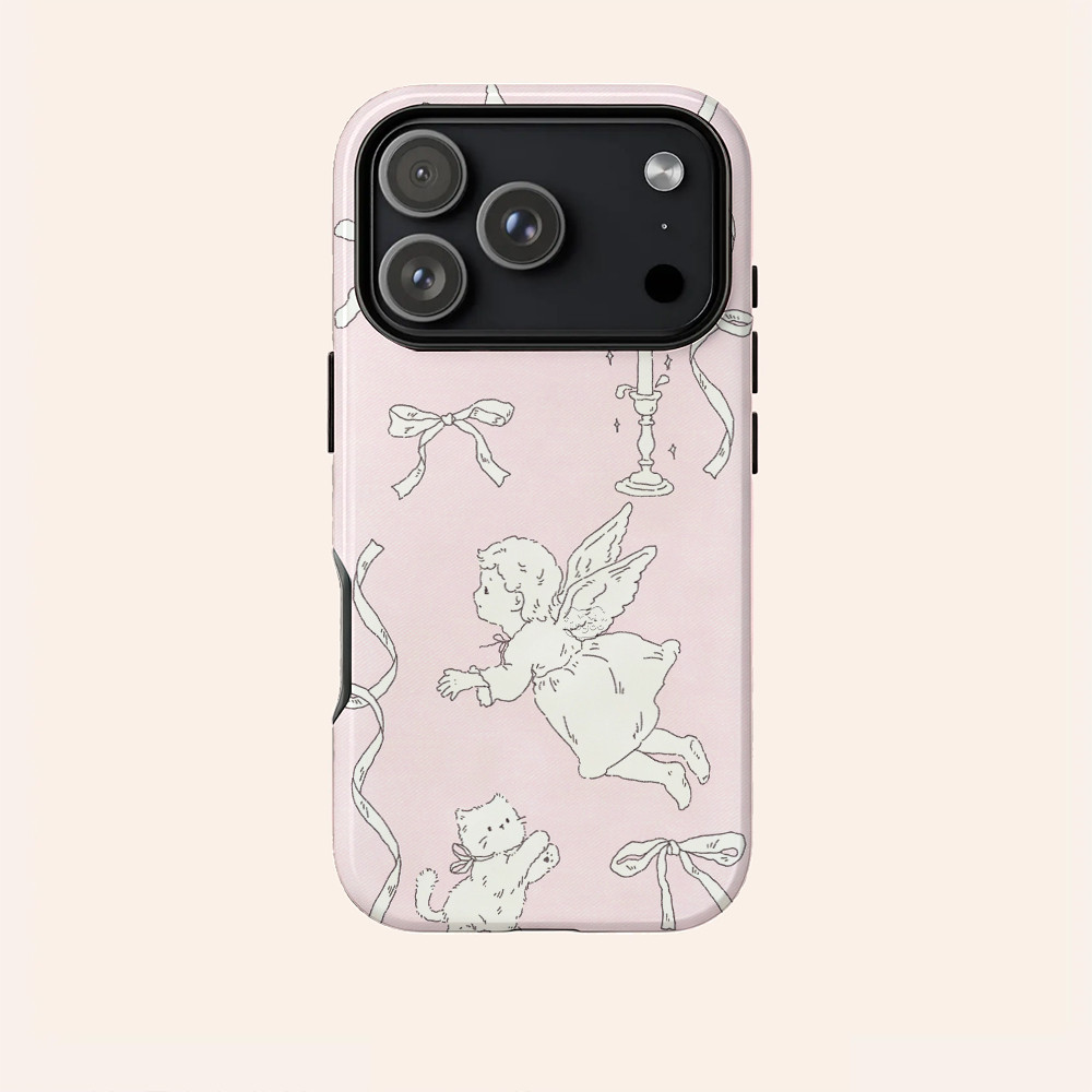 Fresh Pink Angel Thích hợp cho iPhone 17ProMax 16Pro 15 11 12 13 14 xs XR 17Air Vỏ bảo vệ hai lớp chống sốc VCXL UUW4