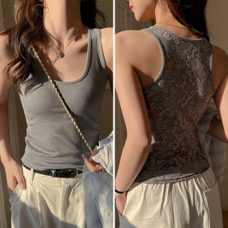Được lựa chọn nghiêm ngặt Ren lưng đẹp Sling phong cách Hàn Quốc Hot Girl Áo ngực | Pháp Slim-Fit Vest Không Vòng Thép Mỏng Hơn Nhìn Bên Trong Pure Desire Đa Năng Bên Ngoài Mặc Camisole