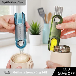 Cọ Đa Dụng 3 Đầu Làm Sạch Cốc & Bình - Xoay 360°, Dễ Treo, Màu Xám/Xanh, Tiện Dụng Cho Gia Đình​