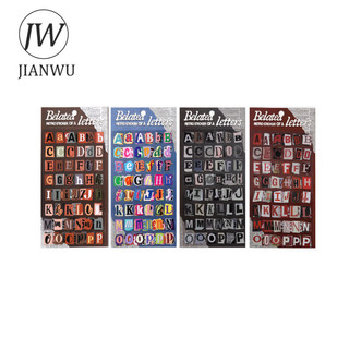 JIANWU Belated Letter Series Vintage Chữ Số Phong Cảnh Chất Liệu Cắt Dán Thêu Sò Nhãn Dán Sáng Tạo Tạp Chí Văn Phòng Phẩm