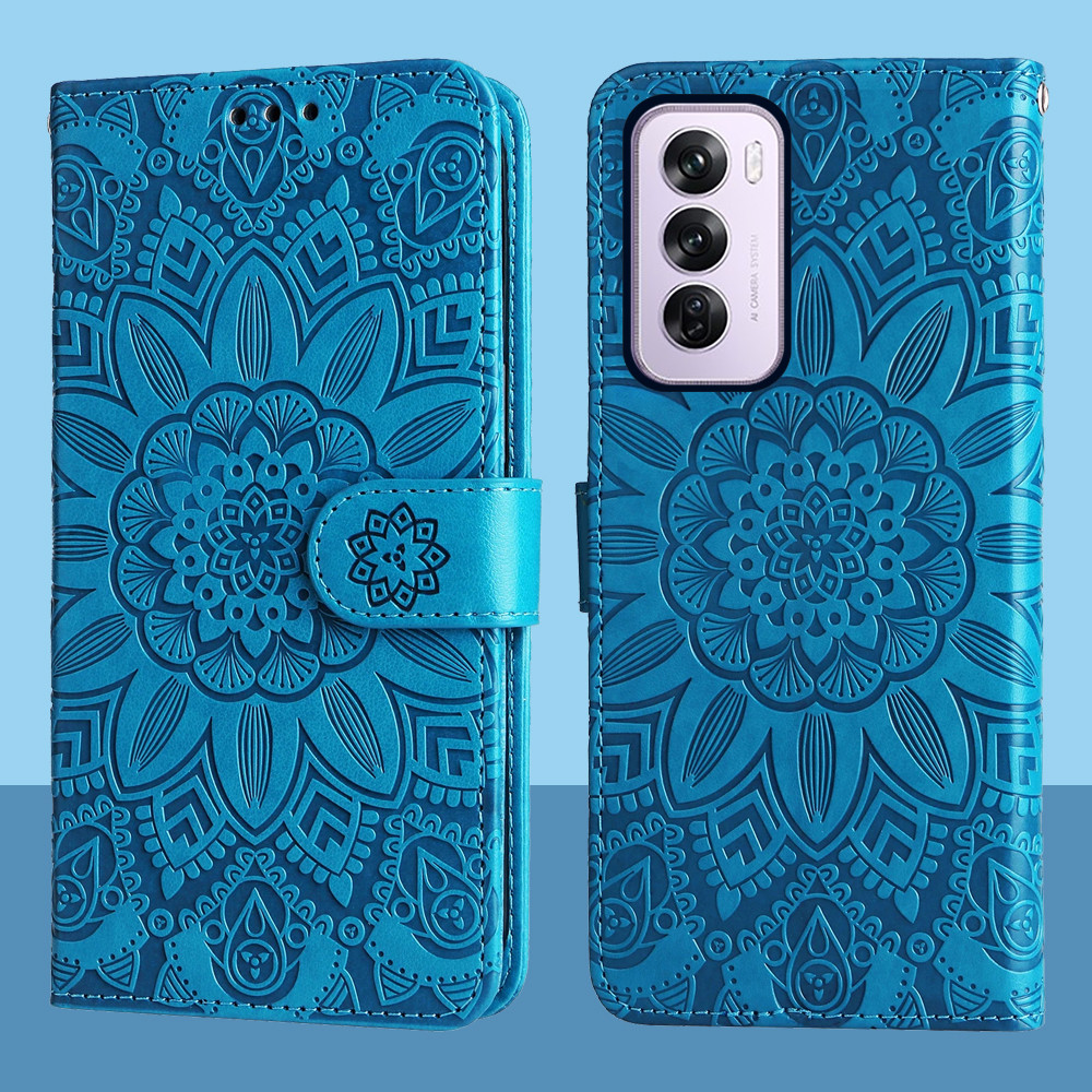 Ví da từ tính Flip Case cho OPPO Reno12 Reno 12 Pro 5G Vỏ điện thoại hoa hướng dương dập nổi