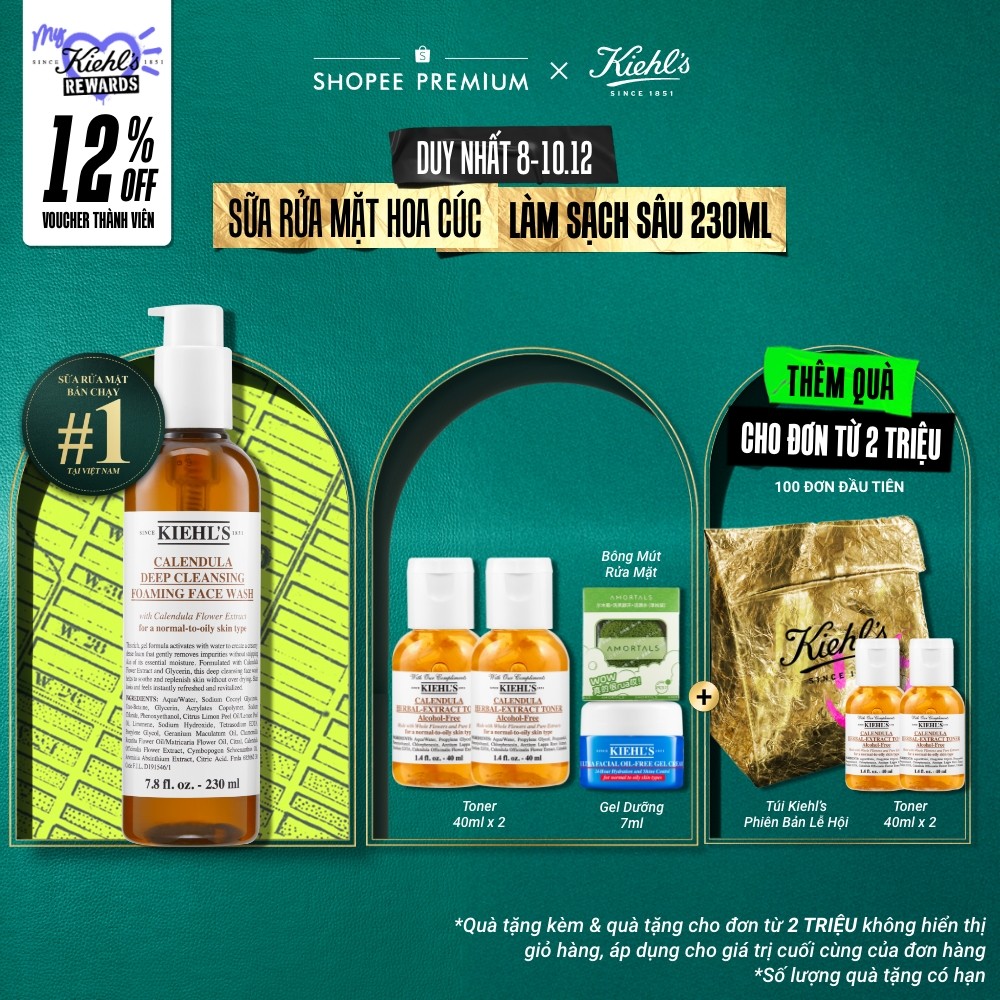 Sữa rửa mặt hoa cúc Kiehl's Calendula Deep Cleansing Foaming Face Wash 230ml