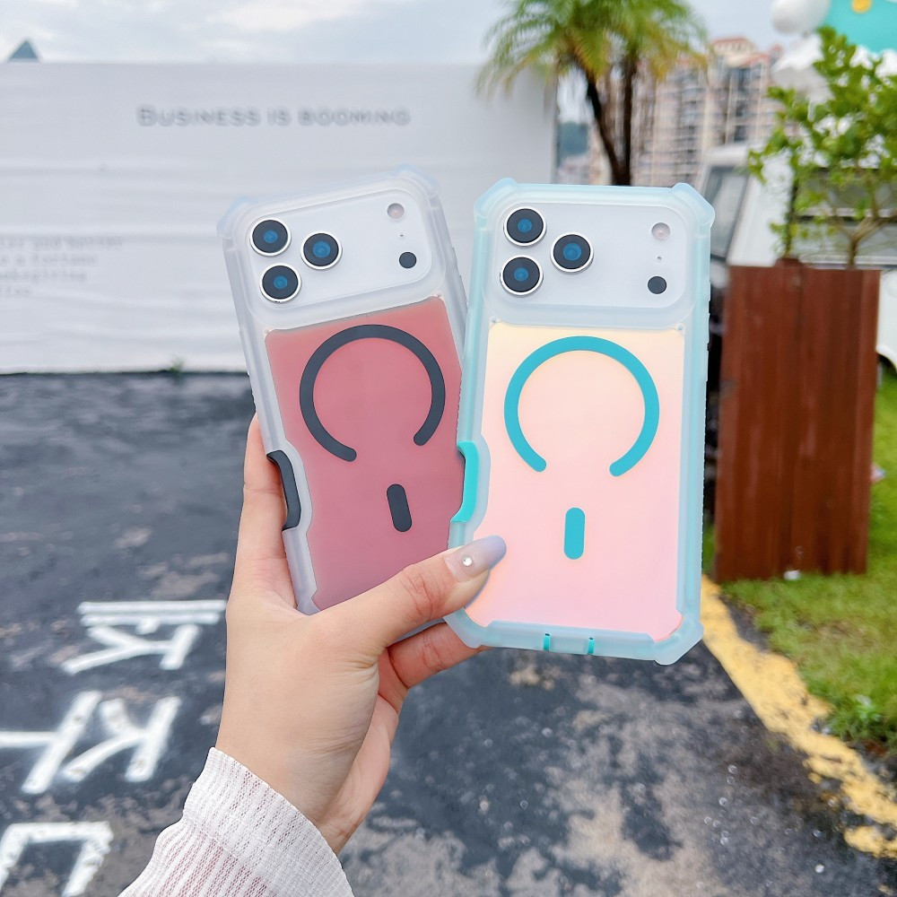 Ốp Điện Thoại Từ Tính Đổi Màu Cho iPhone 17 16 15 14 13 11 Pro Promax 17 Air Plus 16 E Không Vàng Bốn Góc Chống Sốc