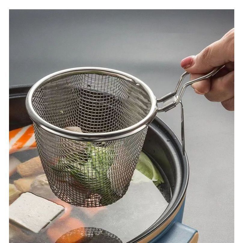 Rổ Nhúng Lẩu Inox Cao Cấp Có Móc Cài Tiện Lợi Nhúng Mì, Thịt, Hải Sản Nhanh Gọn, Dễ Dàng Vệ Sinh