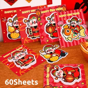 60 tờ Năm Mới Thần Tài Giấy Dán Ghi Chú Sinh Viên Lễ Hội Mùa Xuân Trang Trí Memo Pad Quà Tặng Cho Trẻ Em