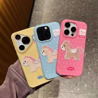 Ốp Điện Thoại Thích Hợp Cho iPhone 7 8 X XS XR XSMAX 11 12 13 14 15 16 17 Pro max Plus Da Thêu Pony Chống Sốc Vỏ Bảo Vệ Chống Sốc Bao Gồm Tất Cả 2VKG