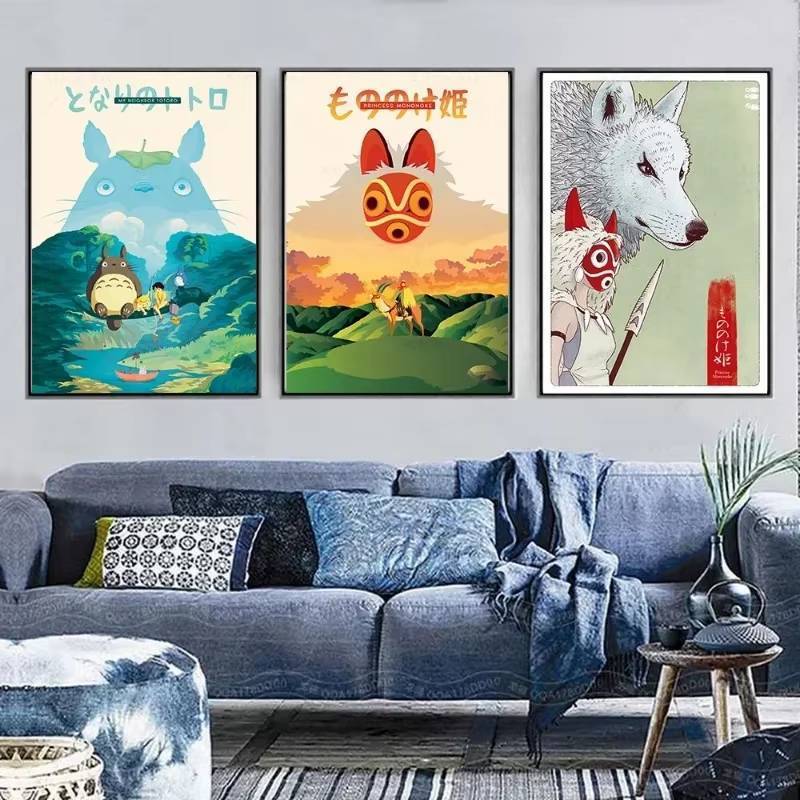 Hayao Miyazaki Totoro Spirited Away Tranh Canvas Anime Nghệ Thuật Trang Trí Nhà