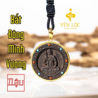 Mặt Trầm Indo Tròn - Bọc Vàng 8K - Trầm Hương Yên Lộc - Tặng kèm dây dù