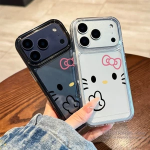 Ốp Điện Thoại Cặp Đôi Màu Hồng Dễ Thương Biya KT Trong Suốt Cho iPhone 17 16 15 14 13 12 11 Pro Max X XS XR 7 8 Plus SE2020
