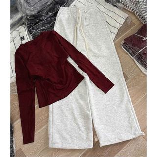 SÉT BỘ QUẦN DA CÁ XÁM TIÊU+ MIX ÁO TĂM CỔ TRÒN DÀI TAY CHẤT MÁT-thuba94