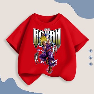 Áo thun ngắn tay thoải mái, thân thiện với da, in hình nhân vật Gohan trong Dragon Ball dành cho bé trai, một mặt