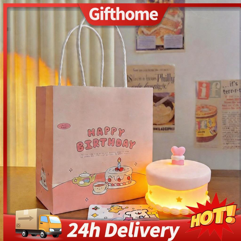 🚚【giao Hàng 24h】Bộ quà tặng sinh nhật hình bánh sáng tạo bao gồm thiệp chúc mừng đèn và túi xách