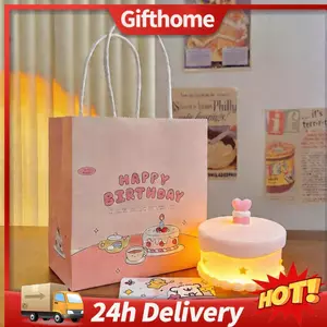 🚚【giao Hàng 24h】Bộ quà tặng sinh nhật hình bánh sáng tạo bao gồm thiệp chúc mừng đèn và túi xách