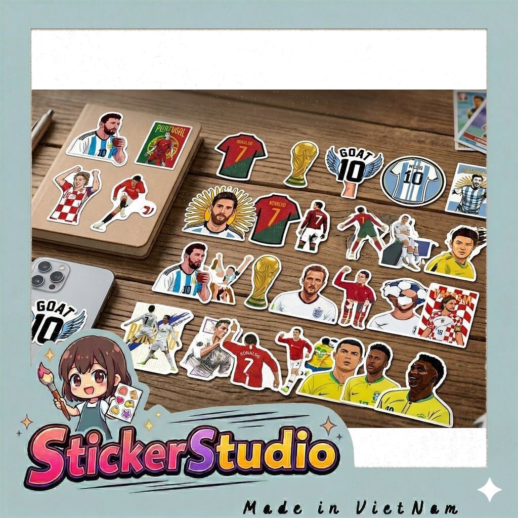 20/60/100 sticker ronaldo và messi để trang trí world cup 2026