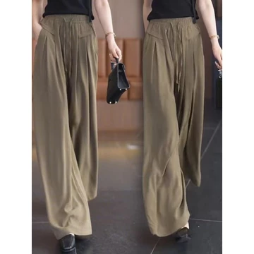 Quần Ống Rộng Nữ Mùa Xuân Hè 2026 Phong Cách Mới Drap Rời Yamamoto Quần Lười Thường Ngày Culottes Kích Thước Lớn Quần Thường Ngày