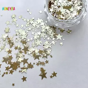 < Honeyba > Kích Thước Trộn Ngôi Sao Lấp Lánh Móng Tay Lấp Lánh Pentagram Trang Trí Móng Tay Thiết Kế Salon Móng Tay Phụ Kiện Dễ Thương DIY Nail Art Design Đẹp