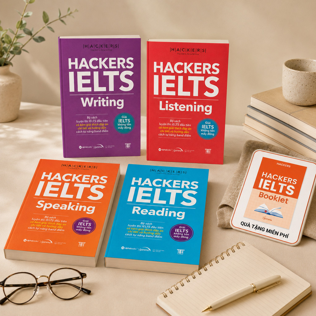 Sách lẻ/Combo: Trọn Bộ 4 Cuốn Hackers IELTS (Listening + Reading + Speaking + Writing) (Gamma Books)
