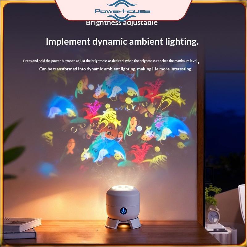 POWER USB LED Máy chiếu đại dương Đèn ngủ xoay 360 độ Chiếu sáng năng động để thư giãn trang trí phòng ngủ.