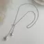 PNPIA- Ladies Tối Giản Hình Bầu Dục Thả Ba Dây Xích Nelace Dài Lariat Phong Cách Cho Đầm Baless Gợi Cảm Tuyên Bố Trang Sức