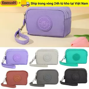 Túi đựng tiền xu ESSENCEH, Ví đựng thẻ dung lượng lớn, Dây kéo chống nước bền bỉ Ví ba lớp ID ngân hàng Chìa khóa thẻ tín dụng Tai nghe