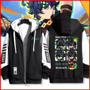 YB1 Genshin Tác Động Kinich Áo Khoác Dây Kéo Áo Khoác Áo cardigan Áo Len Unisex Dài Tay Top Cosplay 3D Chui Đầu BY1