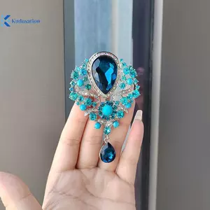 Kudosation Sang Trọng Thanh Lịch Lớn Pha Lê Giọt Nước Thổ Cẩm Dành Cho Nữ Cô Gái Vintage Thời Trang Mặt Dây Chuyền Xòe Thanh Lịch Cưới Chân Trang Sức Đẹp
