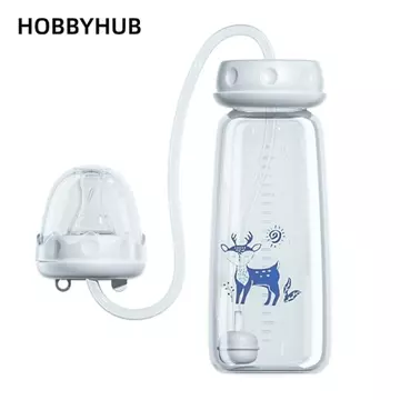 Bộ bình sữa HOBBYHUB, có cọ ống hút Bình sữa không tay trọng lực, Bình sữa tự bú cổ bình sáng tạo 8oz / 240ml cho bé từ 3 tháng tuổi trở lên
