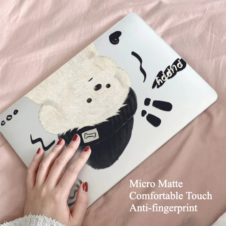 Vỏ máy tính xách tay cứng hình con chó con dễ thương Micro Matte cho Macbook Neo Air Pro M1 M2 M3 M4 M5 / Vỏ máy tính xách tay mờ mỏng cho 13 inch 14 inch 15 inch / Vỏ máy tính xách tay bảo vệ toàn diện