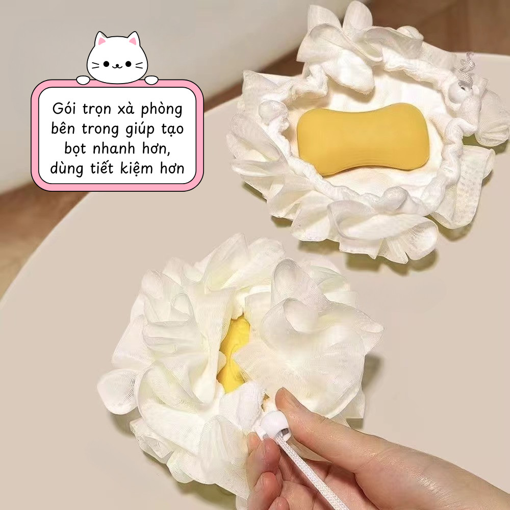Bông Tắm Ren Hoa Mềm Mượt, Tạo Bọt Với Đế Lưới 2 Lớp, Đựng Được Sữa Tắm & Tẩy Da Chết | BigBuy360 - bigbuy360.vn