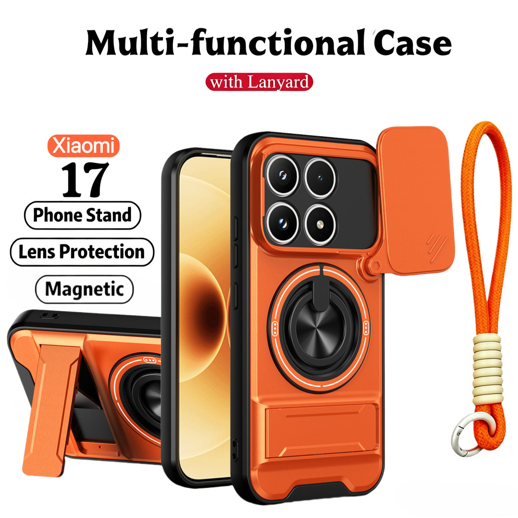Ốp Điện Thoại Đa Năng Sang Trọng Thích Hợp Cho Xiaomi 17 Pro Max 15 Ultra 14T 15T 5G Dây 360°Giá đỡ vòng có vỏ máy ảnh Vỏ bảo vệ toàn diện chống sốc