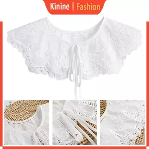 KIN Thêu Cổ Giả Ren Viền Thắt Lưng Đóng Cửa Đầm Mùa Hè Trang Trí