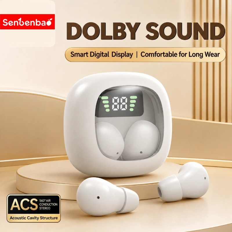 Tai nghe Senbenbao Y19 Tai nghe vô hình có đèn LED mạ điện cao cấp Đèn khí quyển chống nước 5 cấp ENC Mic & Bluetooth 6.0