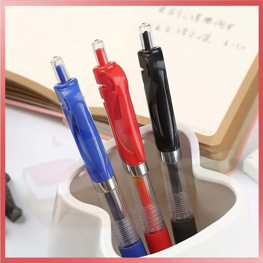 Bộ 12 cây bút gel K35 0.5mm - Mực đen, xanh dương, đỏ, viết mượt nhanh khô không lem, cho học sinh văn phòng DIY
