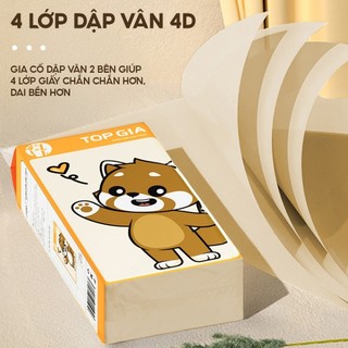 Khăn Giấy Rút Treo Tường TopGia Gấu Trúc 4 Lớp 1000 Tờ, Bột Tre Nguyên Chất, Thấm Hút Tốt, Dai, Mềm