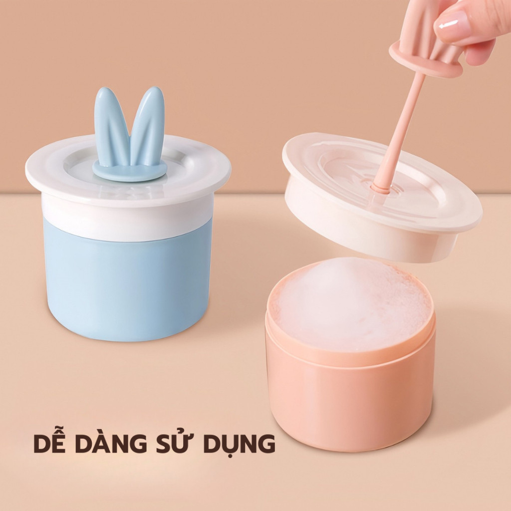 Cốc Tạo Bọt Rửa Mặt Thiết Kế Ngộ Nghĩnh Tai Thỏ Dễ Thương, Làm Sạch Nhẹ Nhàng