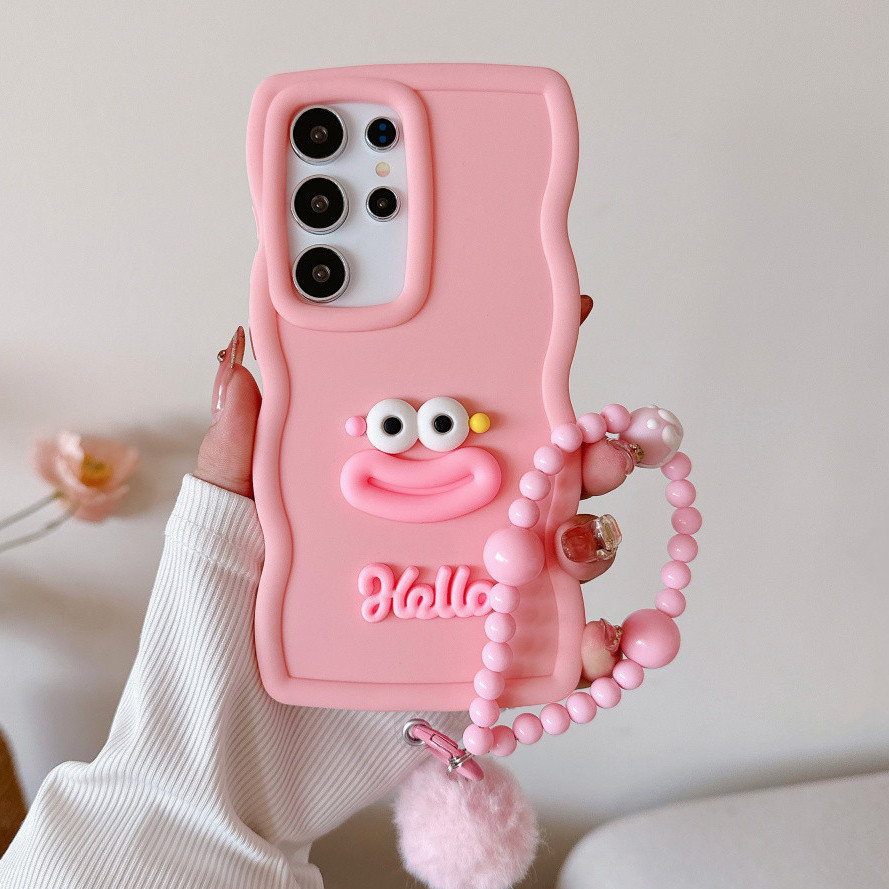Vòng Tay Dễ Thương Màu Macaron Mềm Mại Ốp Lưng Điện Thoại Samsung Galaxy S25 S24 S23 S22 S21 S20 FE ULTRA PLUS A55 A54 A53 A52 A36 4G 5G Chống Sốc