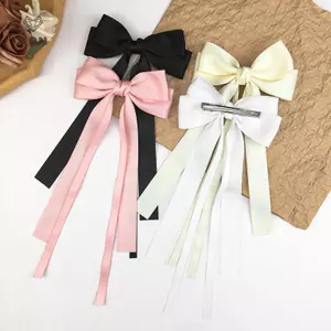 Vintage Nơ Lớn Xu Hướng Kẹp Tóc Ruy Băng Dài Barrettes Mũ Dành Cho Nữ Cô Gái Phụ Kiện Tóc Trang Sức Cưới [Mina]