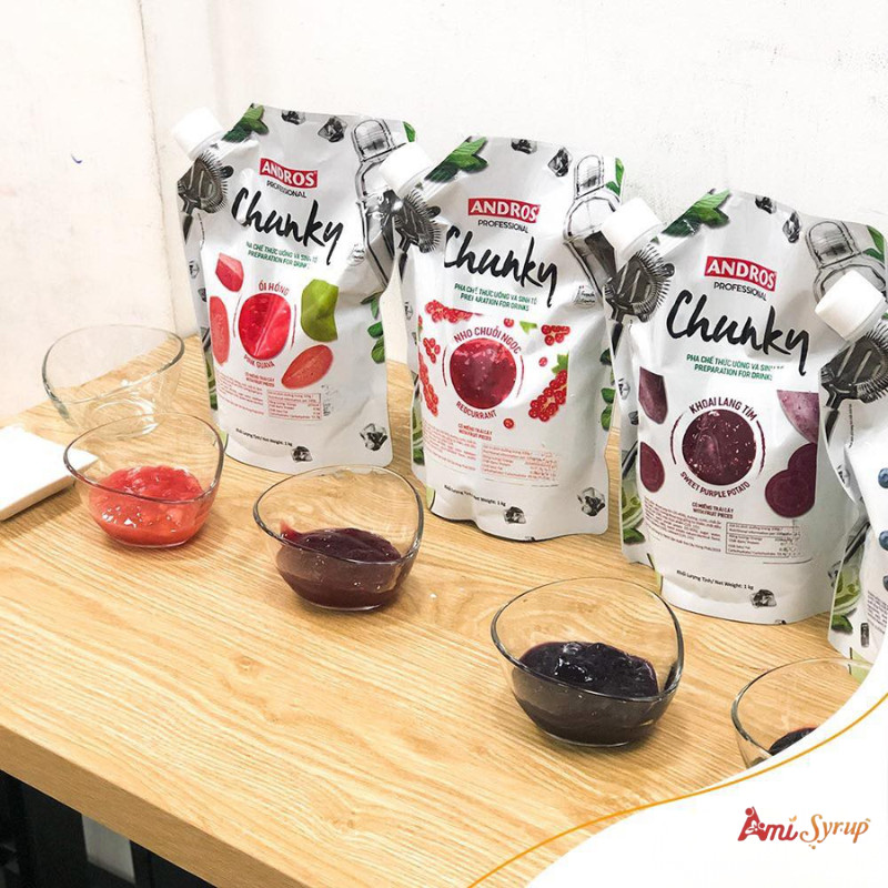 Mứt Trái Cây Chunky Andros Túi 1kg, Đặc Sắc Trái Cây Tự Nhiên, Hoàn Hảo Cho Pha Chế