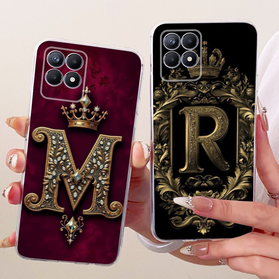 Dành Cho Realme Narzo50 RMX3286 Dành Cho Realme Narzo 50 Ốp Lưng Trong Suốt Sang Trọng Vương Miện A-Z Chữ 2D Họa Tiết Phẳng Vỏ Điện Thoại Mềm