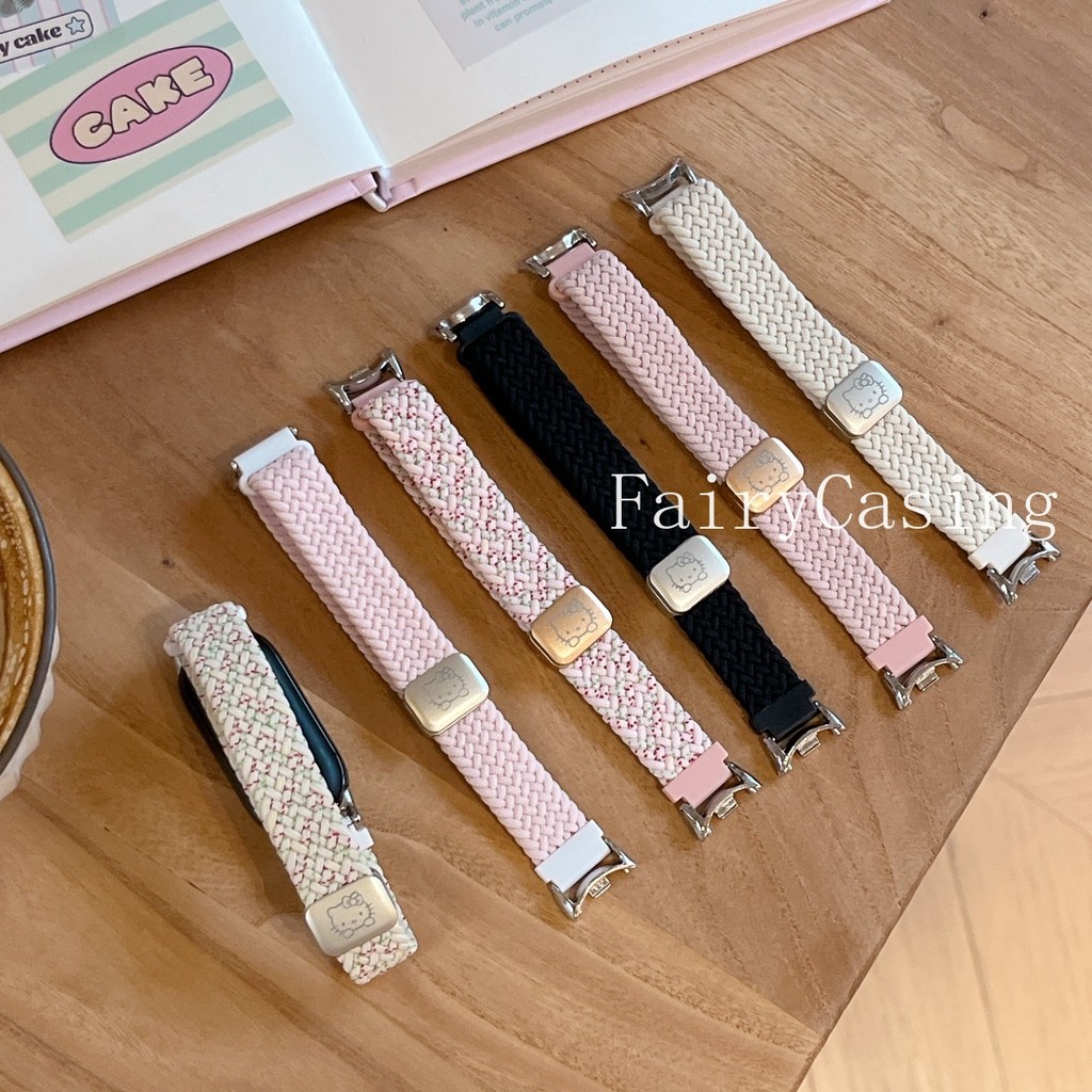 Dây đeo bện Nylon dễ thương cho Xiaomi Band 10 9 8 Pro Vòng đeo tay có khóa từ tính có thể thay thế cho Mi Band 7 6 5 4 3 Dây đeo cổ tay