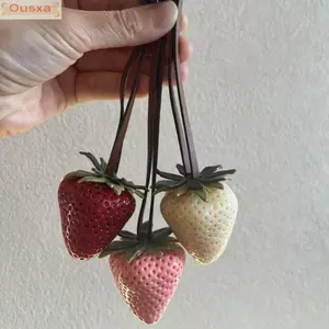 Nhẫn chìa khóa dâu tây OUSXA, Túi thủ công chống thấm nước quyến rũ, Móc khóa thiết kế bằng nhựa ngộ nghĩnh Phụ kiện bé gái